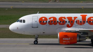 EasyJet plane on the runway before takeoff
