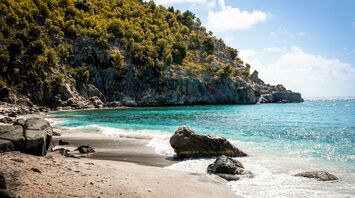 The breathtaking Shell Beach in The french Caribbean enclave of Gustavia