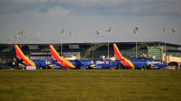 Southwest Airlines planes parked at the airport gate