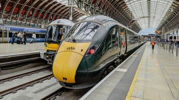 Trains at London Paddington Station during the day