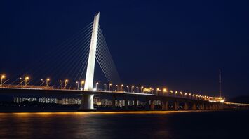 Shenzhen Bay Bridge illuminated at night