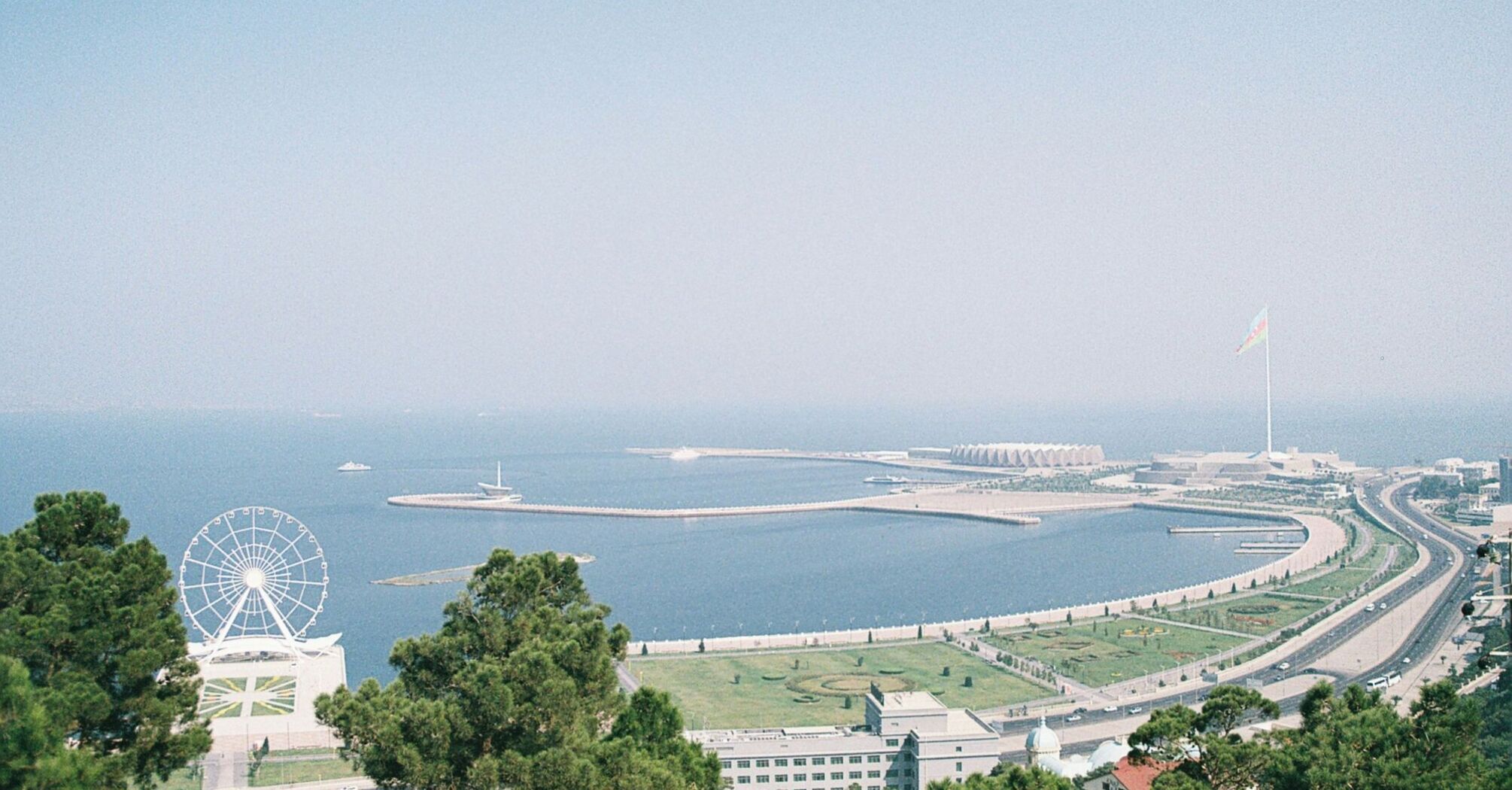 A panoramic view of a part of the Baku Boulevard