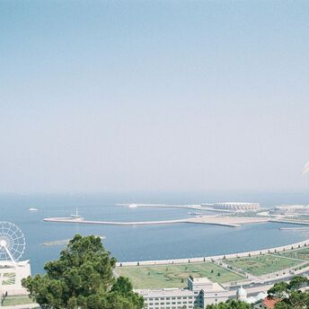 A panoramic view of a part of the Baku Boulevard