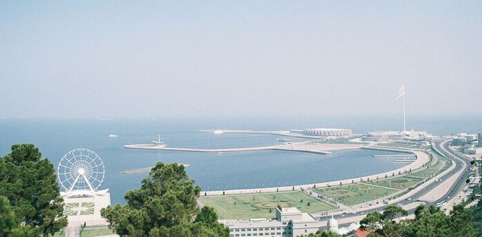 A panoramic view of a part of the Baku Boulevard