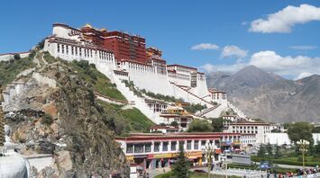Potala Palace in Lhasa, Tibet, under a clear blue sky