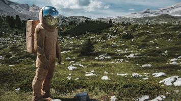 Hazmat backpacker Sculpture by Fabiano De Martin