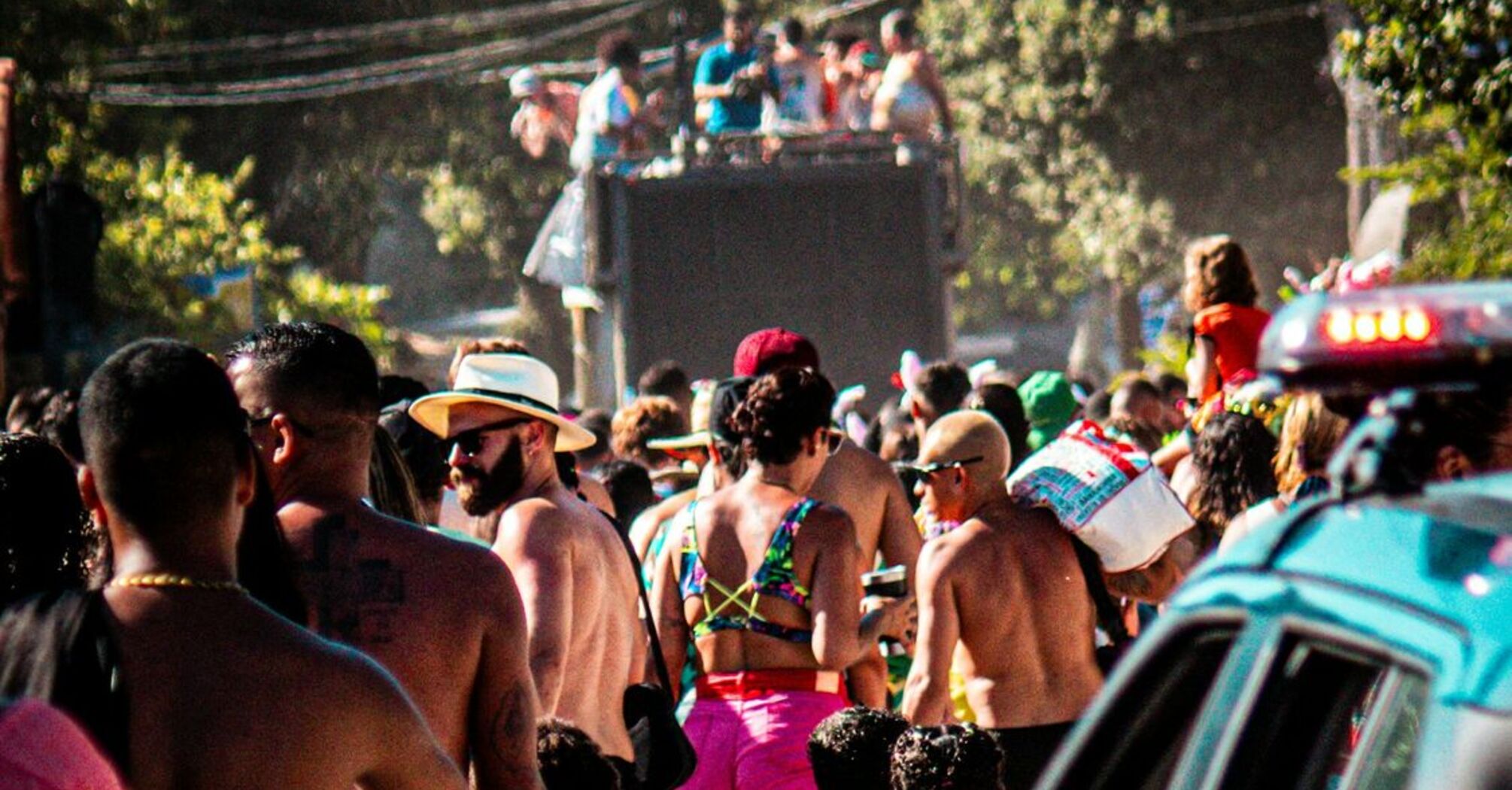 Crowd celebrating Carnaval in Brazil with music and street parties