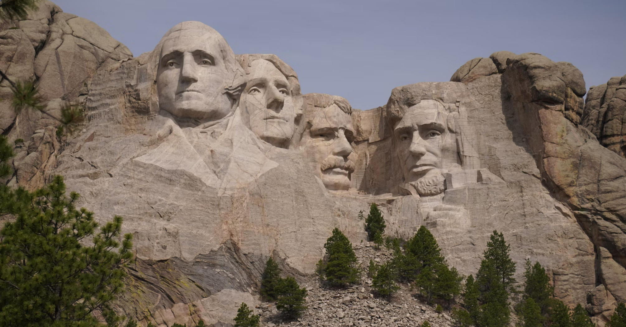 Close-up of Mount Rushmore sculptures in South Dakota