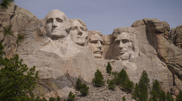 Close-up of Mount Rushmore sculptures in South Dakota