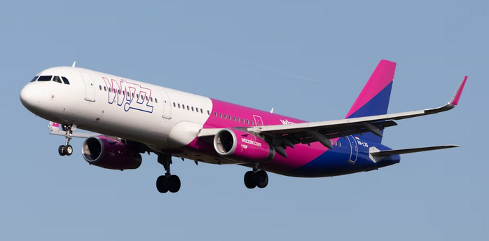 Wizz Air passenger aircraft in flight