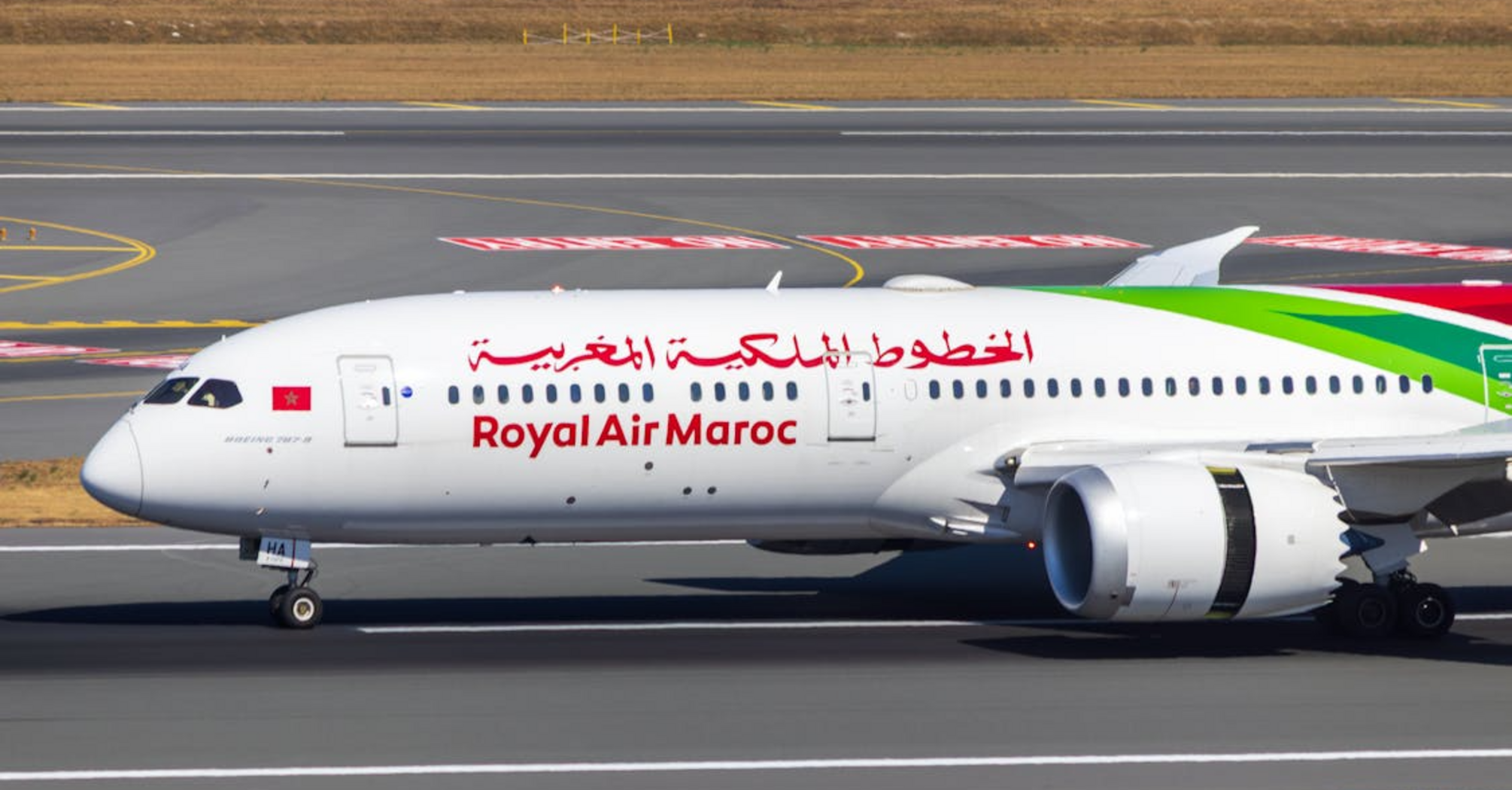 Royal Air Maroc aircraft taxiing on runway