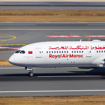 Royal Air Maroc aircraft taxiing on runway