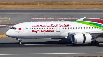 Royal Air Maroc aircraft taxiing on runway