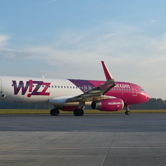 Wizz Air aircraft on the runway ready for departure