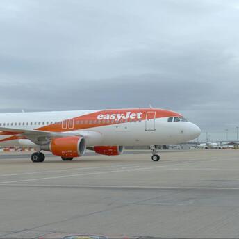 easyJet aircraft preparing for departure at a UK airport