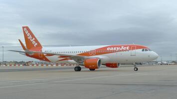 easyJet aircraft preparing for departure at a UK airport