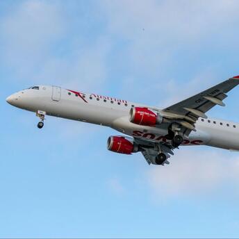 Austrian Airlines aircraft approaching for landing