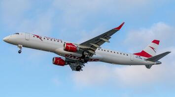Austrian Airlines aircraft approaching for landing