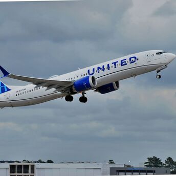 United Airlines aircraft taking off from the runway