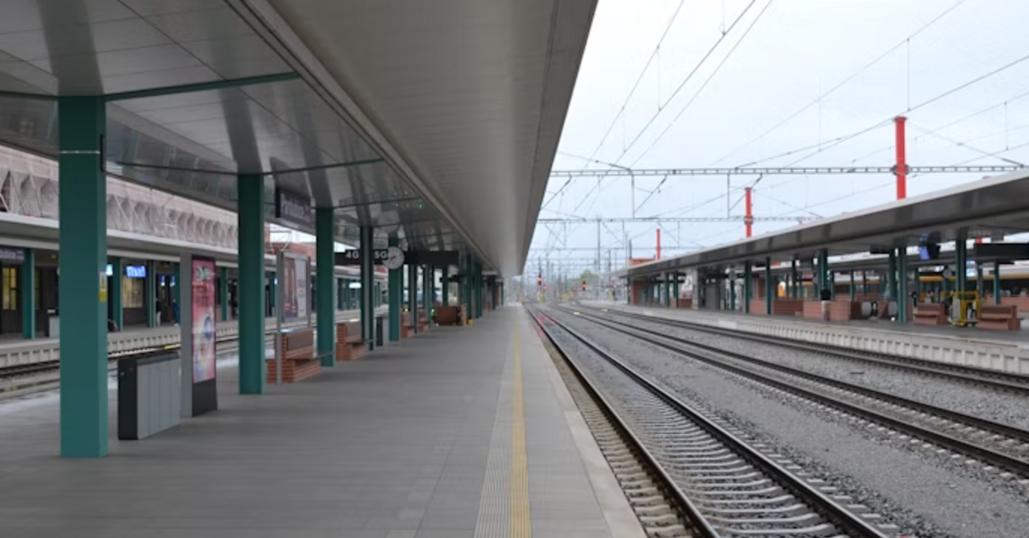 Empty train platform at a modern station