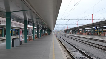 Empty train platform at a modern station