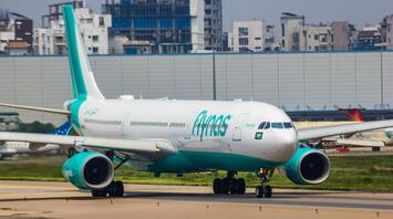 Flynas Airbus A330 taxiing on runway at airport