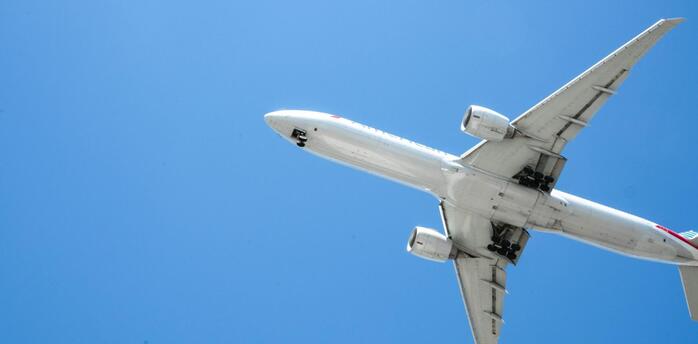Airplane flying against a clear blue sky