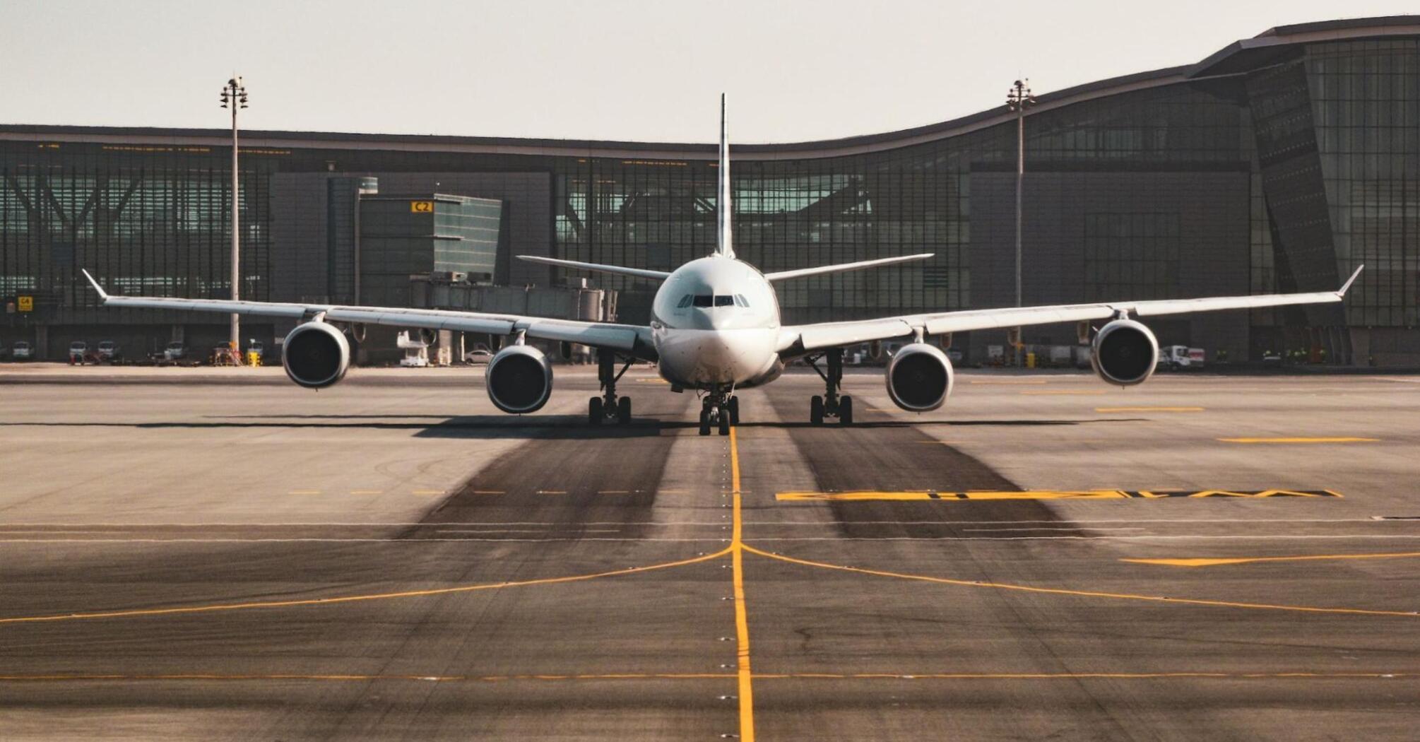 Airplane preparing for takeoff at Airport terminal