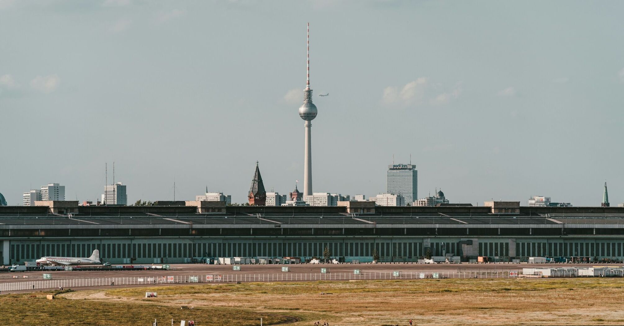 View of Berlin’s TV Tower and Tempelhof area under a clear sky