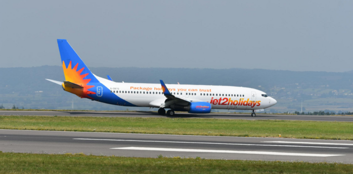 Jet2holidays aircraft taxiing on runway
