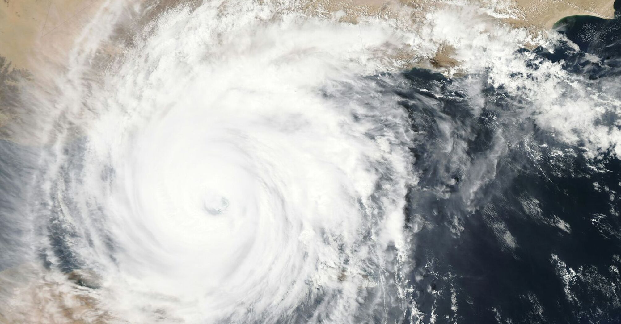 Satellite view of Typhoon Matmo over sea