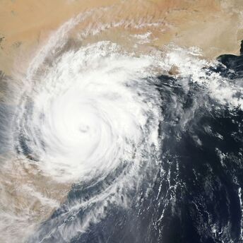 Satellite view of Typhoon Matmo over sea