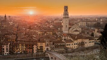Sunset view over Verona’s historic centre