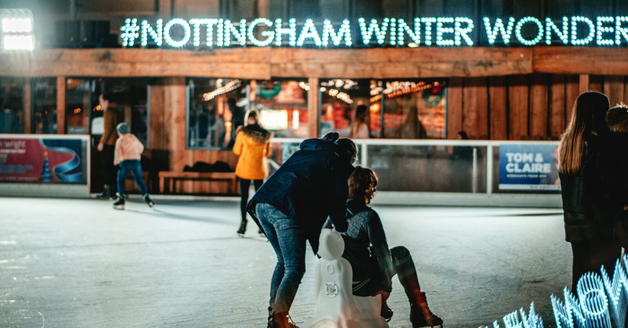 Skaters enjoying the ice rink at Nottingham Winter Wonderland