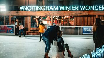 Skaters enjoying the ice rink at Nottingham Winter Wonderland