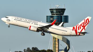 Virgin Australia aircraft lifting off during take-off