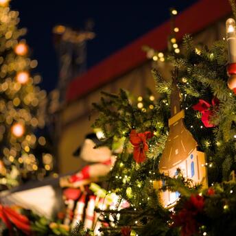 Christmas decorations and festive lights in Penrith town centre