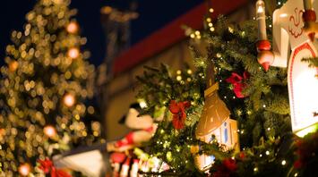 Christmas decorations and festive lights in Penrith town centre