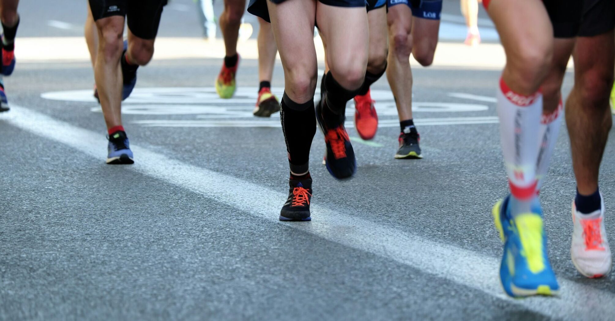Runners taking part in a road race during a half marathon