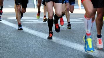 Runners taking part in a road race during a half marathon