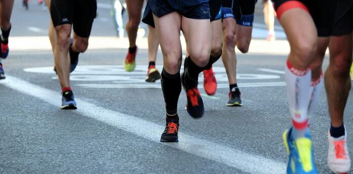 Runners taking part in a road race during a half marathon