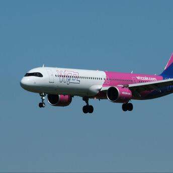 Wizz Air aircraft approaching for landing