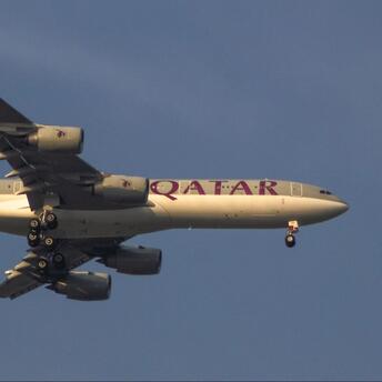 Qatar Airways aircraft on final approach during landing