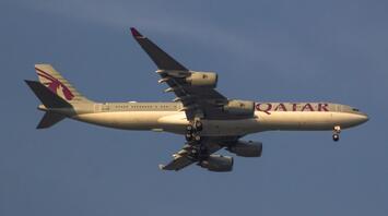 Qatar Airways aircraft on final approach during landing