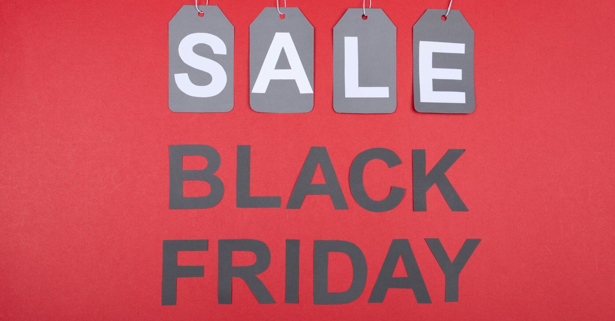Black Friday sale banner on red background