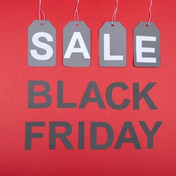 Black Friday sale banner on red background