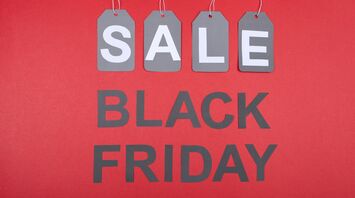 Black Friday sale banner on red background