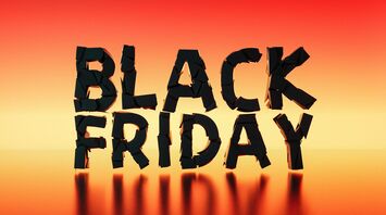 Black Friday travel deals graphic on a warm gradient background