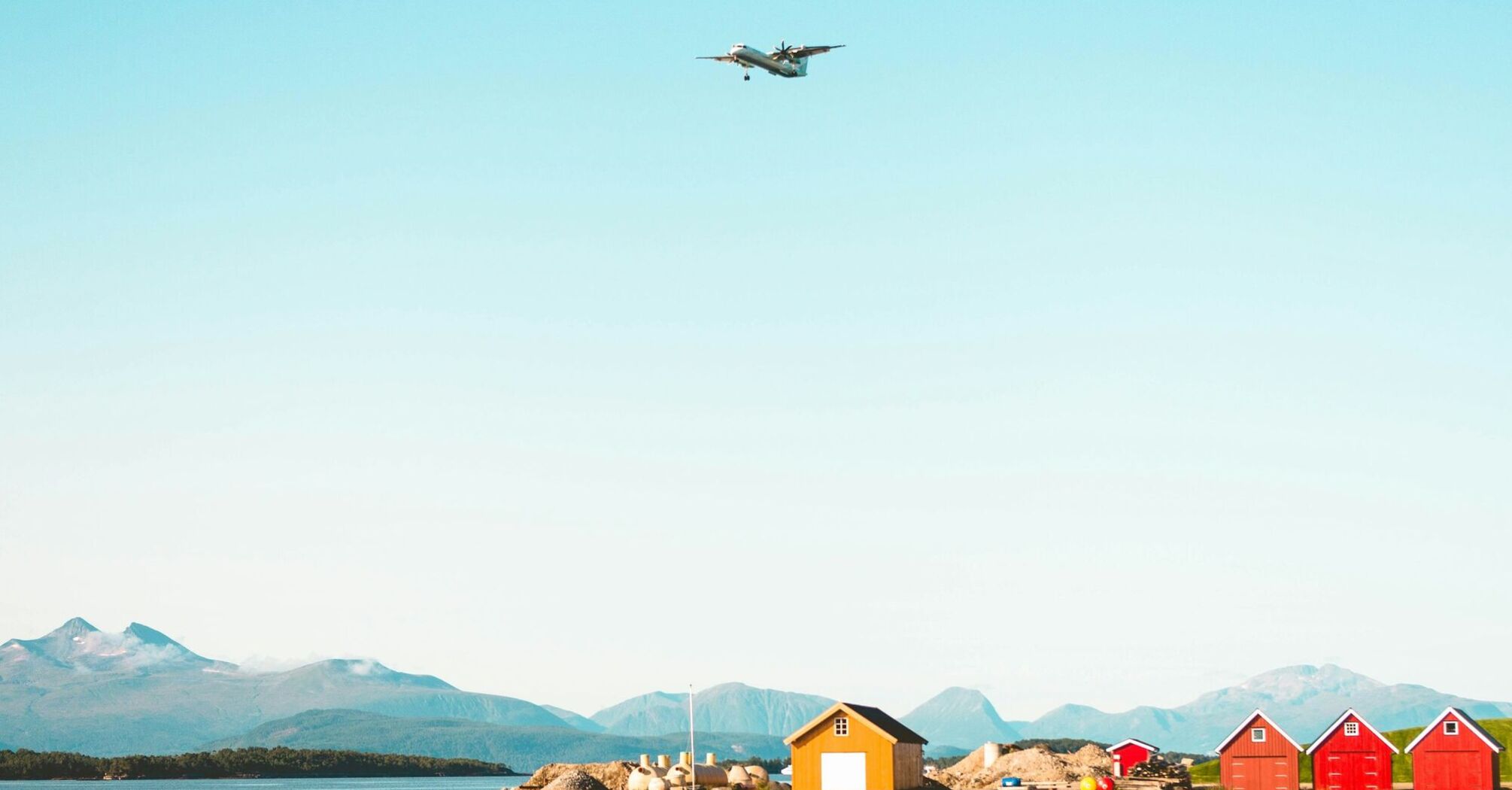 Airplane flying over Molde’s coast in Norway