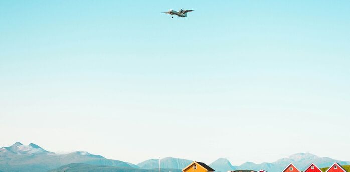 Airplane flying over Molde’s coast in Norway